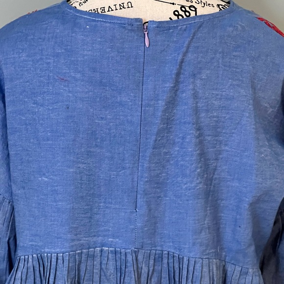Hermant & Nandita Boho Blue Floral Red Embroidered | Size S | Flowy | Like New - Picture 6 of 14